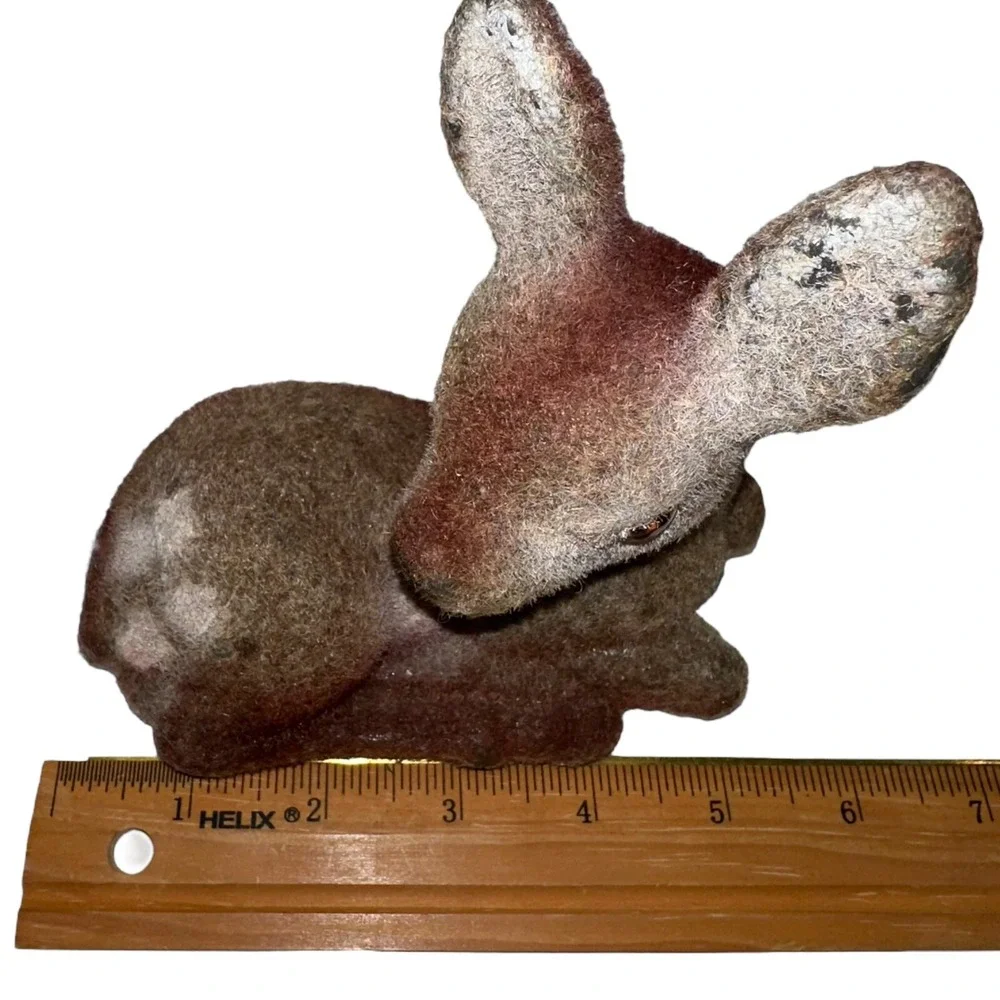 Lot 2 Vintage‎ Deer Fawn Velvet Flocked Figurines Figures Hong Kong